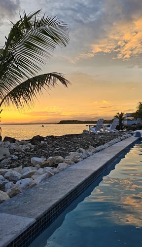 Infinity pool at sunset in Santa Isabel, Puerto Rico