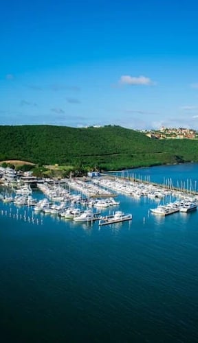 Aerial view of Fajardo marina and Caribbean Sea